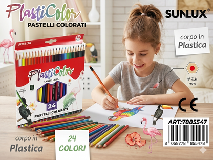 Erasable Colored Pencils, 24 Colors, Plastic, For Children/School