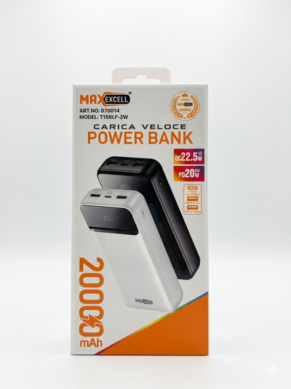 Power Bank 20000mAh - Caricabatterie Portatile con Display LED, Carica Veloce USB-C, 3 Uscite per iPhone, Samsung, Tablet e altro