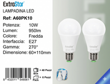 ExtraStar Lampadina LED E27 10W 2pz Luce Fredda 6400K Dimmerabile 270°