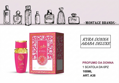 KYRA SWEET AFAQ 100ML PROFUMO DONNA Elegante Fragranza Femminile con Design Rosa e Oro Eau de Parfum