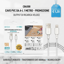 Cavo USB-A a Lightning 1 Metro, Ricarica Rapida 3.4A, Trasferimento Dati 480Mbps, Cavo in PVC Durevole e Robusto per iPhone e iPad, Bianco - OFFERTA SPECIAL €1,20
