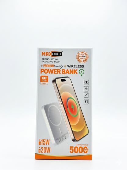 Magnetic Power Bank Lighting 5000mAh Portable Wireless Fast Charger PD 20W with USB-C Cable, Wireless Power Bank, Universal