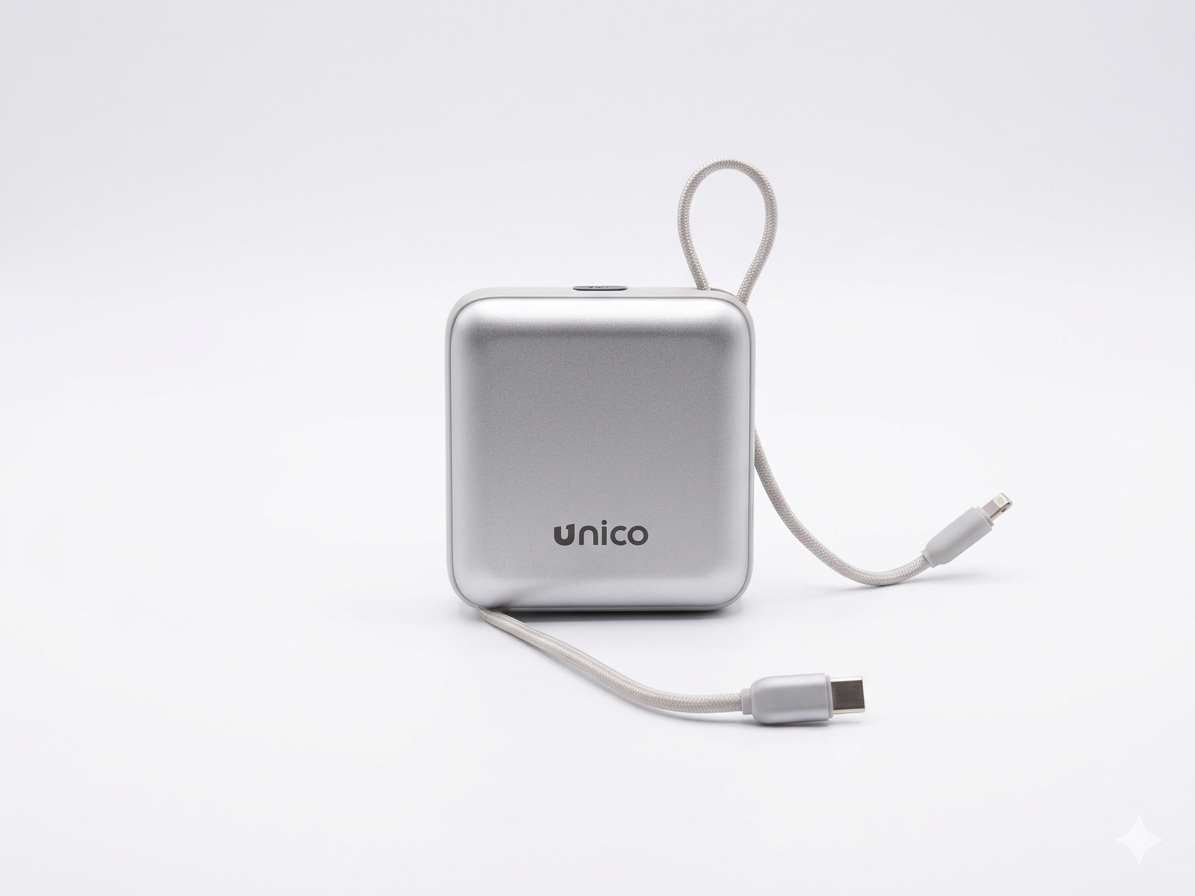 MINI Power Bank 10000mAh - Built-in Cables and 22.5W Fast Charging Mini Portable and Elegant Solution for Your Battery Charged Anywhere Without Messy Cables