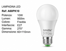 ExtraStar Lampadina LED E27 10W 2pz Luce Fredda 6400K Dimmerabile 270°