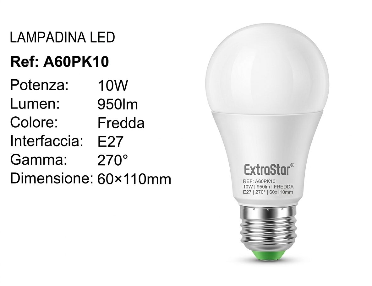ExtraStar Lampadina LED E27 10W 2pz Luce Fredda 6400K Dimmerabile 270°