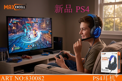 Gaming Headset for PS4 with Adjustable Microphone Hi-Fi Stereo Audio and Powerful Bass