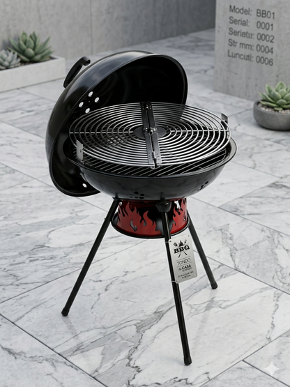 Casa & Garden Round Barbecue: Easy to Assemble Perfect for Your Favorite Meat 36 cm x 47.5 cm