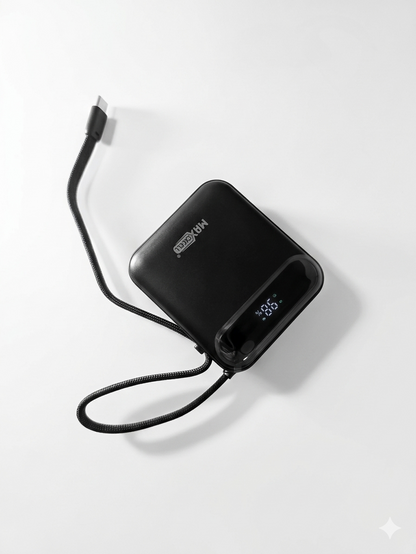Max Excell Mini Power Bank 10000mAh Fast Charging Portable Pocket with PD 20W Quick Charge LED Display for iPhone and Android Type-C and Lightning Cable