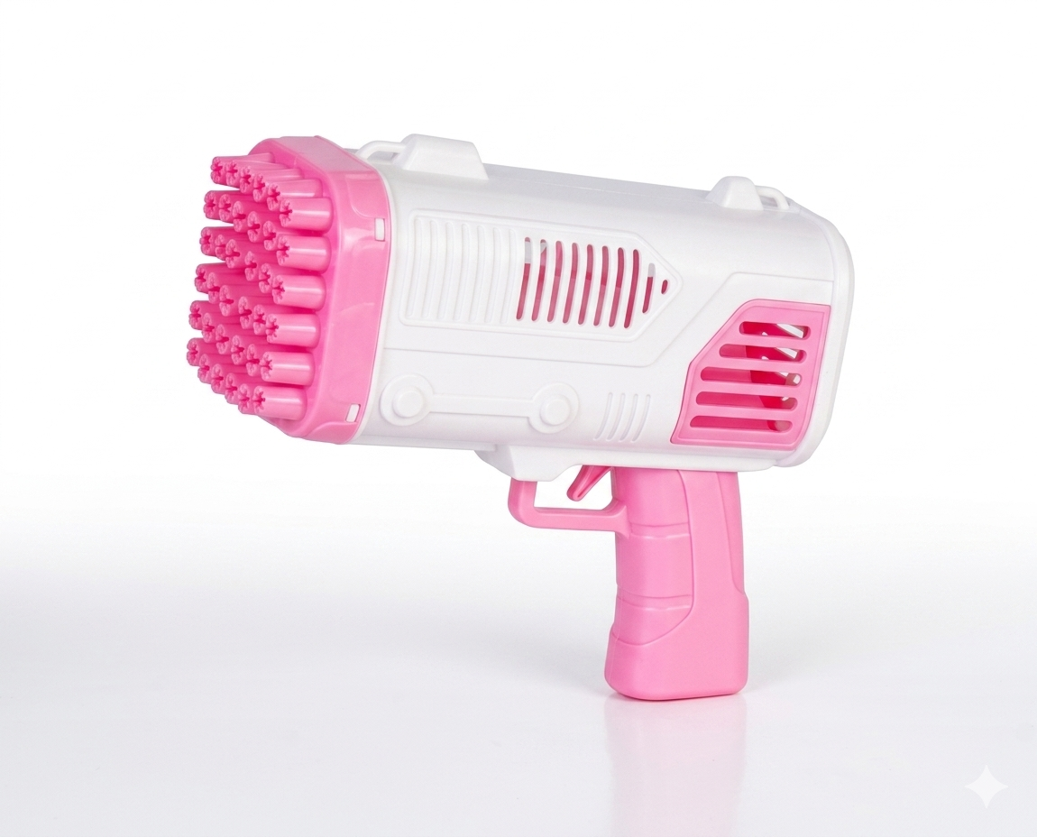 Le Super Bolle Pistola Elettrica per Bolle di Sapone a 36 Fori Blu/Rosa Giocattolo per Bambini Batterie Non Incluse