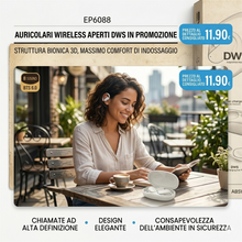 Auricolari Wireless Open Ear OWS, Struttura Bionica 3D, Massimo Comfort di Indossaggio, Chiamate HD, Design Elegante e Sicuro, Bianco - OFFERTA €11,90