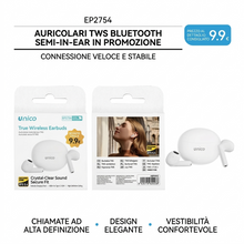 Auricolari Bluetooth TWS V5.4, Cuffie In-Ear con Chiamate HD Cristalline, Design Ergonomico e Moderno, Accoppiamento Rapido, Bianco - PROMOZIONE SPECIALE €9,90