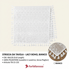 Farfallarossa Striscia da Tavola Pizzo 40x135cm Lacy Boho TB-15-135 Crema Bianco Misto 100% Poliestere Lavabile