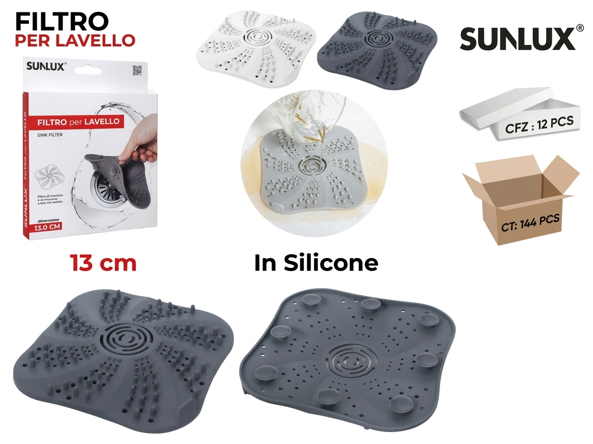 SUNLUX Filtro per Lavello in Silicone 13cm Resistente e Durabile per Filtraggio Efficace e Facile Installazione