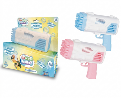 Le Super Bolle Pistola Elettrica per Bolle di Sapone a 36 Fori Blu/Rosa Giocattolo per Bambini Batterie Non Incluse