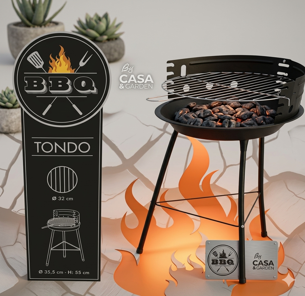 Home & Garden Round Barbecue 35.5 cm x 55cm Easy to Assemble Perfect for Your Favourite Meat Ideal for Garden Sundays