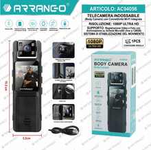 Telecamera Indossabile Portatile - Mini Action Cam 1080P per Sport, Moto e Ciclismo - Registratore Video Wi-Fi con Clip e Stabilizzazione Movimento