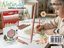 Pastelli Colorati Cancellabili, 12 Colori, natural, 3.3mm  Per Bambini/Scuola