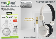 Cuffie Stereo Cablate 5 Metri con Jack 3,5 mm per TV bianco
