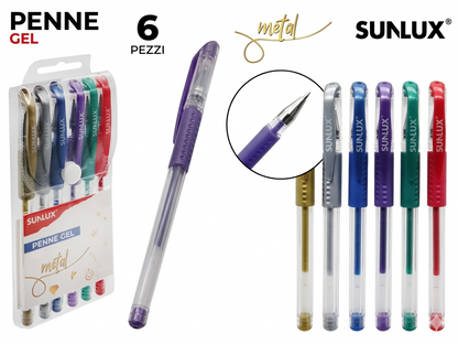 Metallic Gel Pens 6 pcs Bright and Distinctive Writing Ideal for Everyday Use