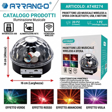 Proiettore Luci Discoteca LED con Bluetooth e USB - Sfera Magica Musicale con Telecomando - Lampada da Festa a Ritmo di Musica per Compleanni, Party e DJ