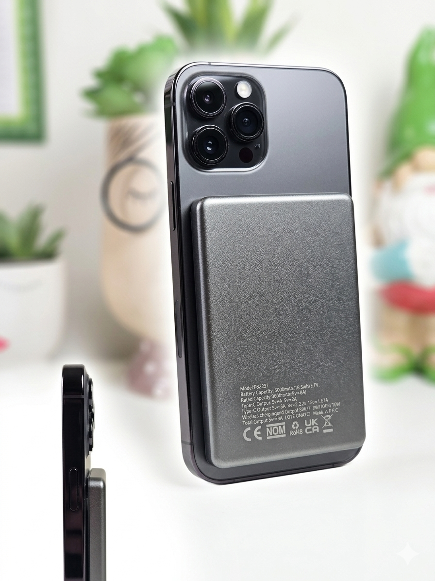5000mAh Wireless Magnetic Power Bank - MagSafe Portable Charger for iPhone and Android - USB-C PD 20W Fast Charge