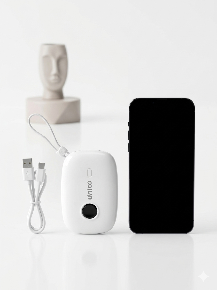 Unico Power Bank 10000mAh con Cavi Integrati Ricarica Rapida 22.5W Portatile e Compatto per Dispositivi Mobili