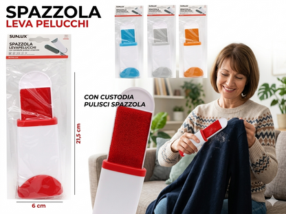 Spazzola levapelucchi con custodia pulisci spazzola