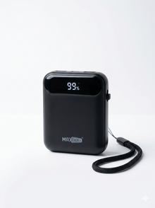 Max Excell Mini Power Bank 10000mAh Carica Veloce Portatile Tascabile con Ricarica Rapida PD 20W Display LED per iPhone e Android Cavo Type-C e Lightning