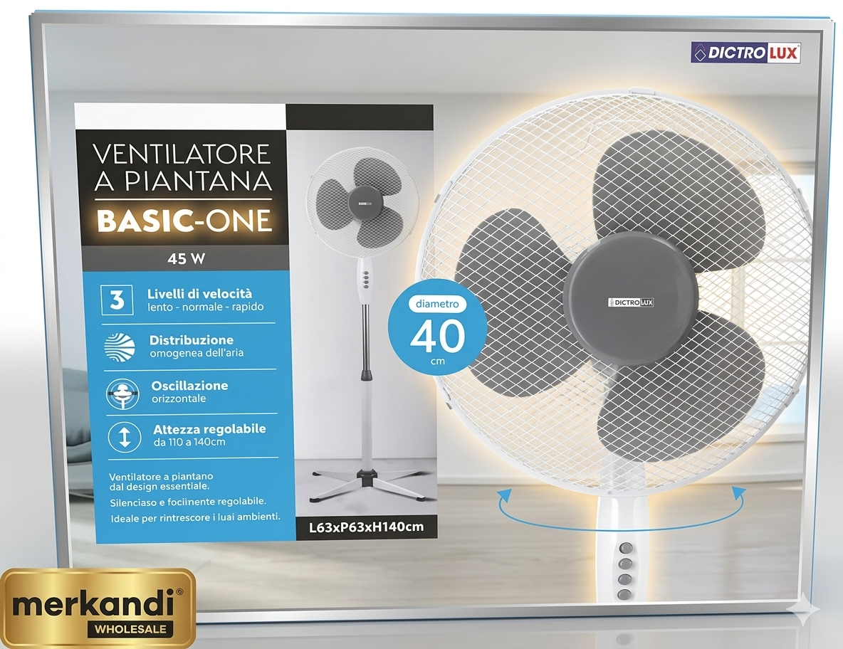 Ventilatore Plus Con Asta Inclusa 140 cm 45 W Alta Qualità per Uso Domestico e Ufficio Ideale per Raffreddamento Efficiente