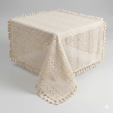 Farfallarossa Striscia da Tavola Pizzo 90x90cm Lacy Boho Crema Bianco Misto 100% Poliestere Lavabile