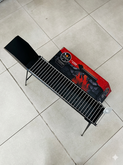 Cuocispedini Pieghevole BBQ Compatto 11x65 cm Area Cottura 47x11 cm Acciaio Resistente per Picnic e Campeggio Super Compatto e Facile da Trasportare