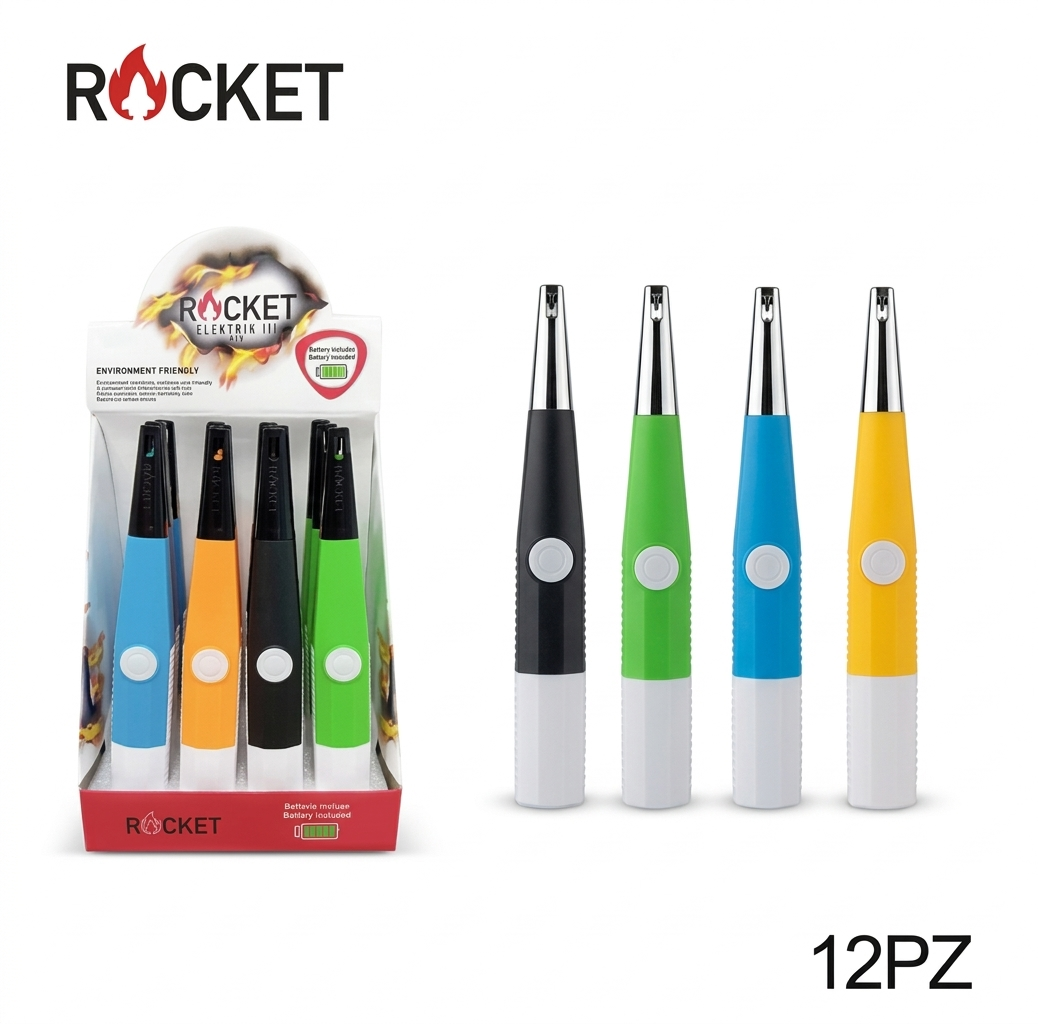 Rocket Accendino Elettronic da Batterie Ideale per Uso Quotidiano con Compatibilità con Batterie Versatile e Pratico