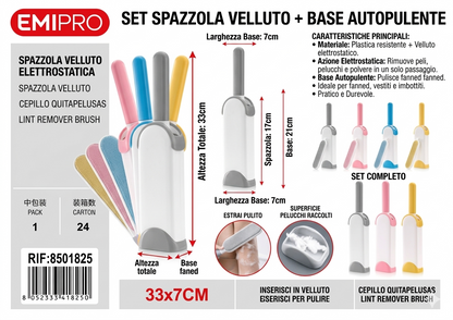 Spazzola Velluto levapelucchi con custodia pulisci spazzola 33*7cm