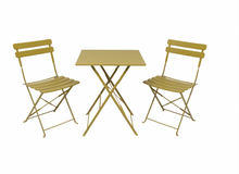 Set giardino Bistrot tavolo 60x60 cm e 2 sedie pieghevoli in acciaio verde chio