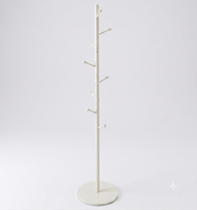 Appendiabiti da Terra in Metallo Bianco con 8 Ganci h175 cm x ø40 cm Struttura Robusta Base in Mdf Facile da Montare