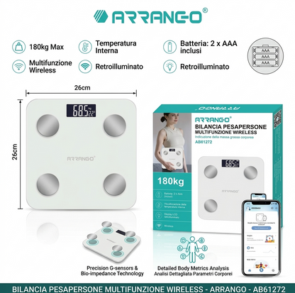Digital Bluetooth electronic bathroom scale glass 180 kg capacity