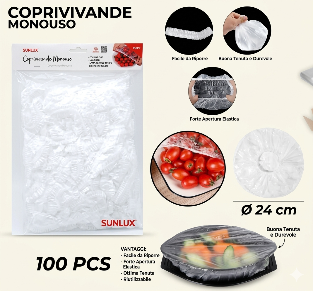 Disposable Food Covers for Food 24cm 100pcs Practical and Convenient Food Protection