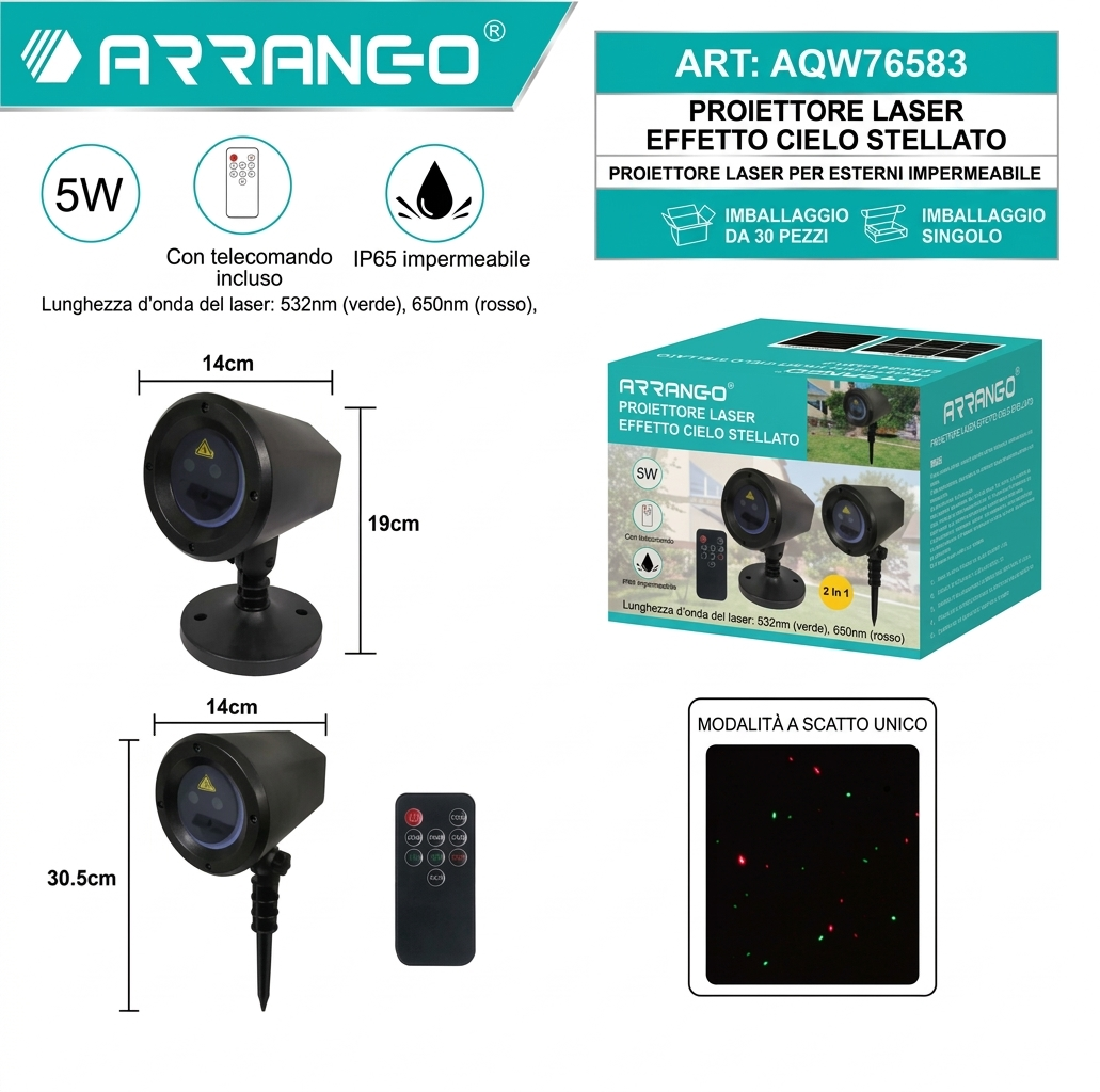 Outdoor Laser Projector Starry Sky Effect, IP65 Waterproof, Christmas Light for Garden and Lawn with Remote Control