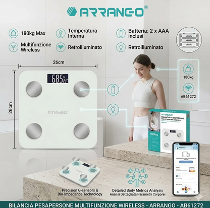 Digital Bluetooth electronic bathroom scale glass 180 kg capacity