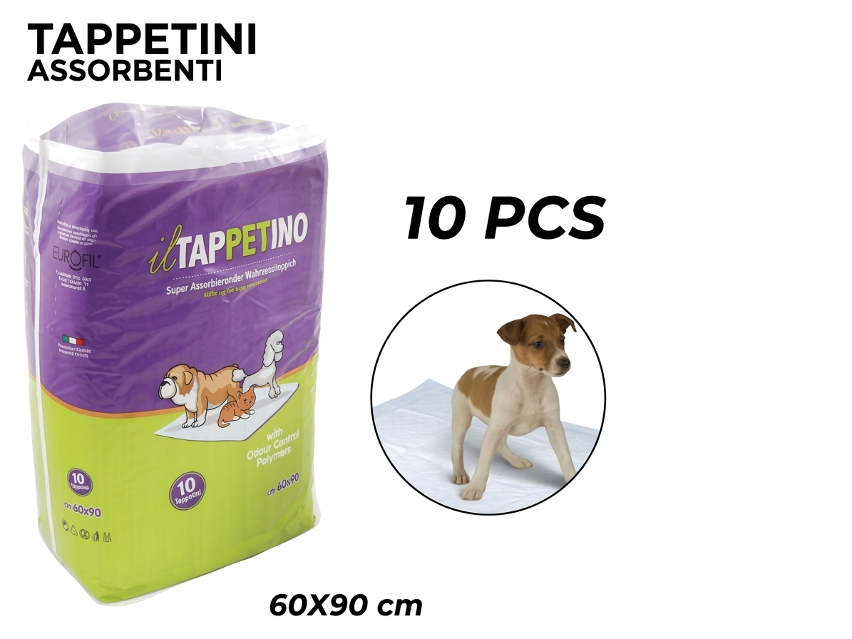 Sunlux Tappetini Assorbenti 60x90 cm 10pz Made in Italy per Cani e Gatti Tappetino Absorbente Ideale per Pulizia Animale Domestico