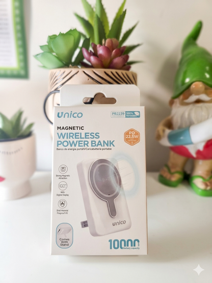 Unico Power Bank Wireless Magnetico 10000mAh 22.5W Ricarica Rapida per Smartphone Design Compatto e Leggero Perfetto per Viaggi e Lavoro