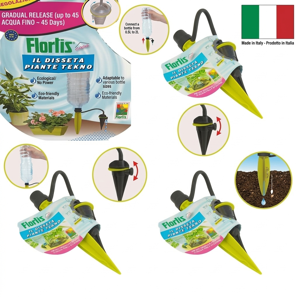 Irrigazione a Goccia Automatica 1pz.Spilli Regolabili per Innaffiare Piante con Valvola di Controllo, Ideali per Esterni, Piante in Vaso e Giardini in Vacanza