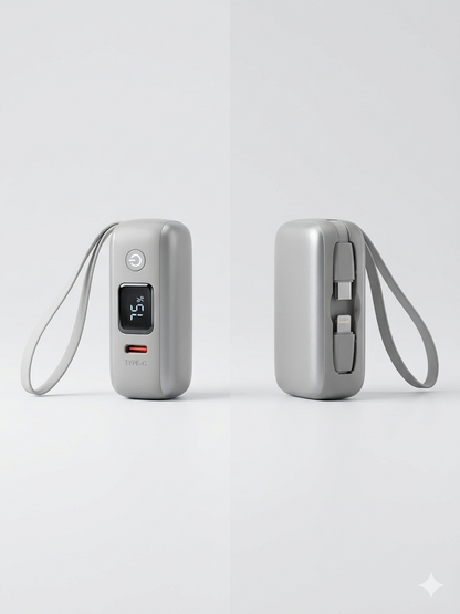 MINI Power Bank 10000mAh - Built-in Cables and 22.5W Fast Charging Mini Portable and Elegant Solution for Your Battery Charged Anywhere Without Messy Cables