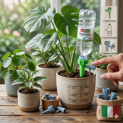 Irrigazione a Goccia Automatica, Spilli Regolabili per Innaffiare Piante con Valvola di Controllo, Ideali per Esterni, Piante in Vaso e Giardini in Vacanza