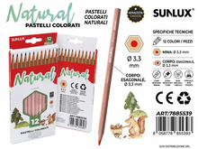 Pastelli Colorati Cancellabili, 12 Colori, natural, 3.3mm  Per Bambini/Scuola
