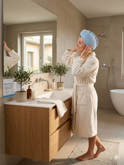 Soft and Durable Fabric Shower Cap for Rapid Water Absorption in the Bathroom
