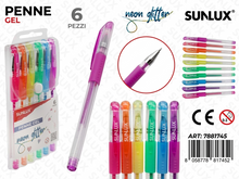 SUNLUX Penne Gel Neon Gritter 6pz Scrittura Luminosa e Distintiva Ideali per Uso Quotidiano ART 7881745