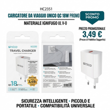 Caricatore USB 18W Quick Charge 3.0 - Alimentatore USB da Muro Compatibile con iPhone, Samsung, Xiaomi - Carica Rapida e Sicura - Bianco