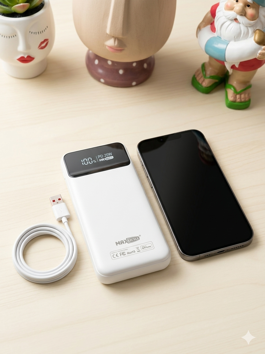 MAX EXCELL Power Bank 30000mAh con 22.5W QC e PD20W Carica Rapida Veloce Alta Capacità Type-C e 2 USB-A Batteria Esterna Portatile