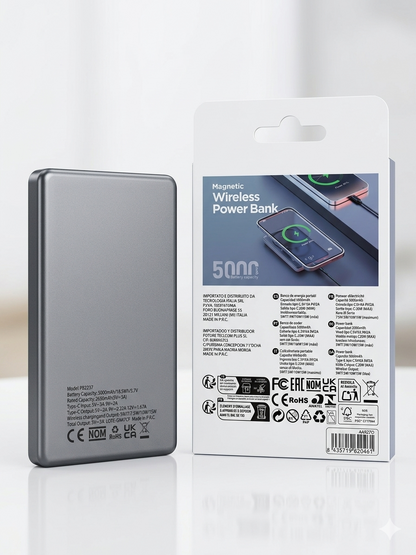 5000mAh Wireless Magnetic Power Bank - MagSafe Portable Charger for iPhone and Android - USB-C PD 20W Fast Charge